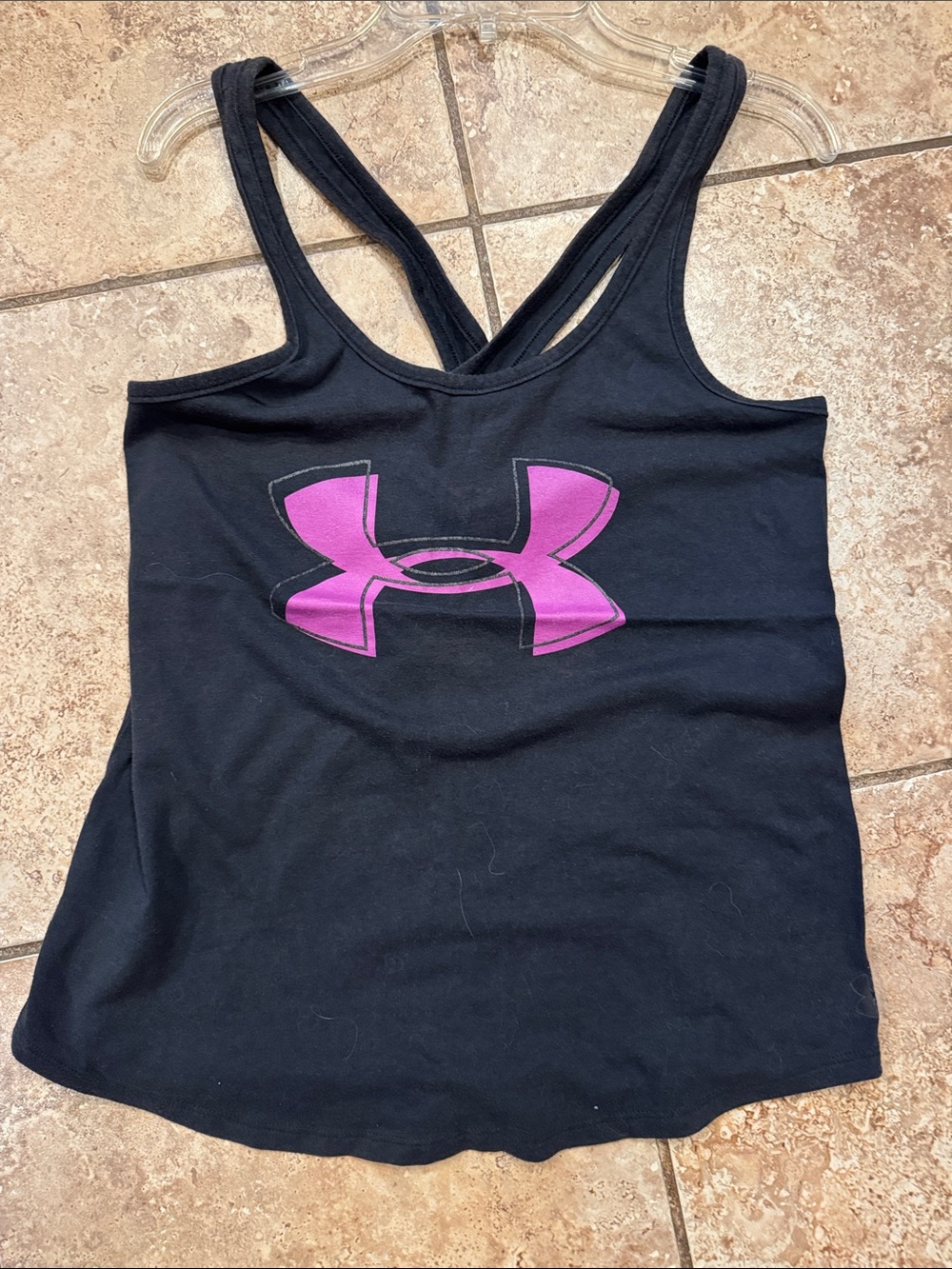 Under Armour Black Tank with Magenta Logo